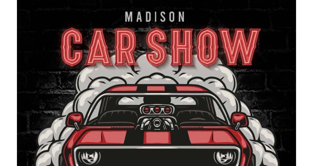 Madison Car Show event poster with car drawing